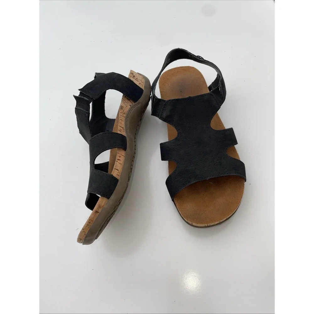 BEARPAW Wilma Black II 2213W Cork Fashion Suede Sandals Size 7 US - Picture 4 of 7